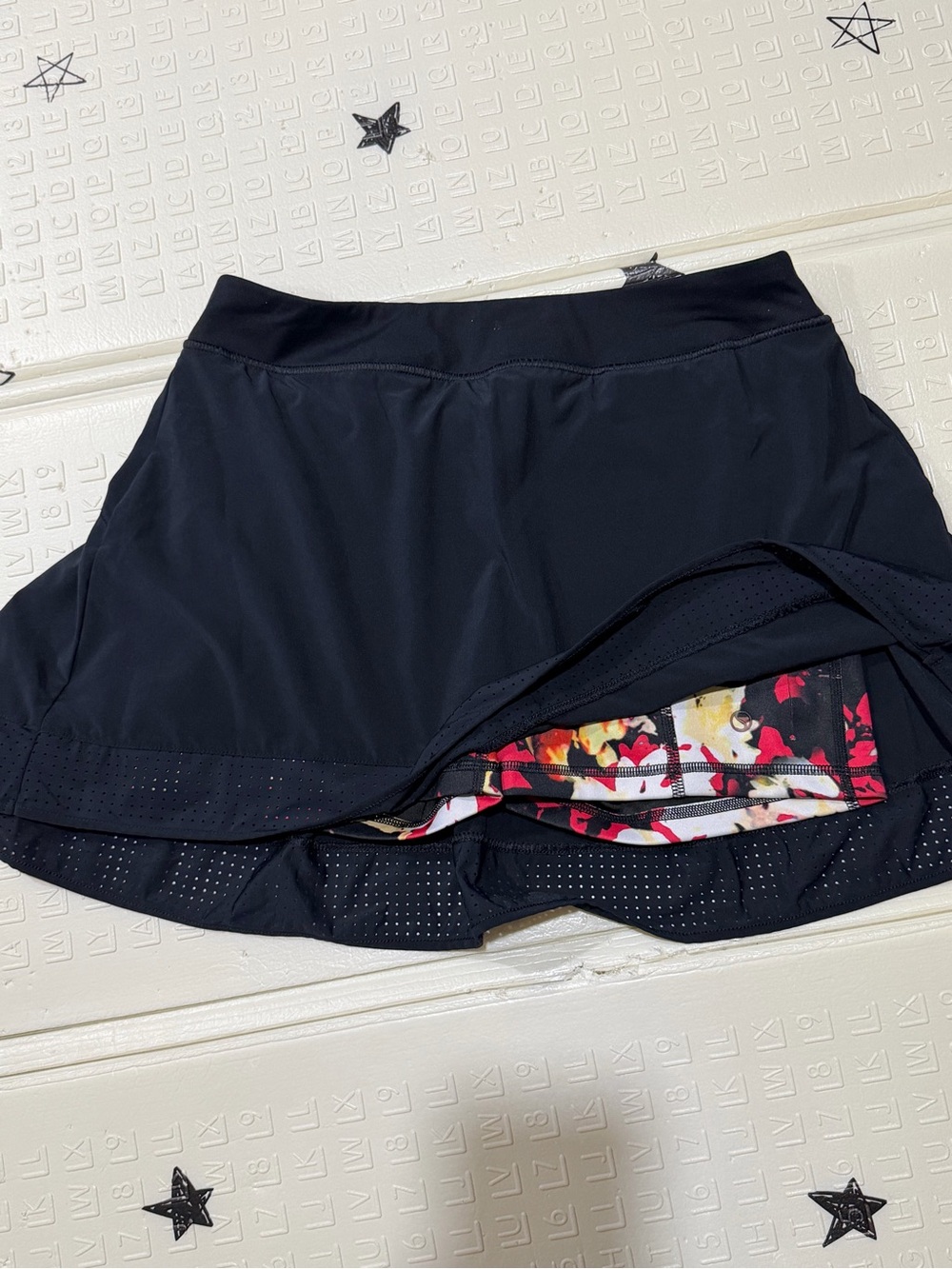 Shape FX Black Athletic Skort with Floral Liner